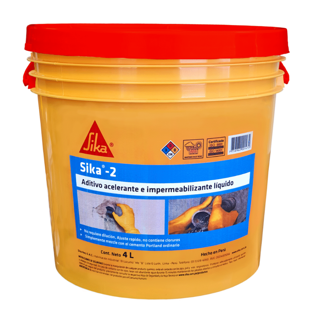 Aditivo impermeabilizante de fraguado rápido Sika 2 4L