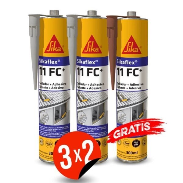 Pack Sellador de juntas y grietas Sikaflex 11FC Plus 300ml Gris