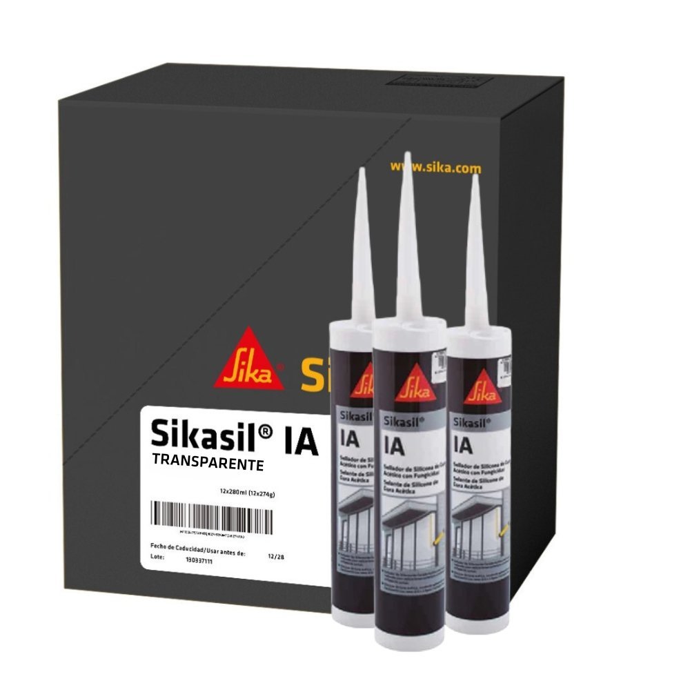 12 Unidades de silicona Sikasil IA 280ml transparente