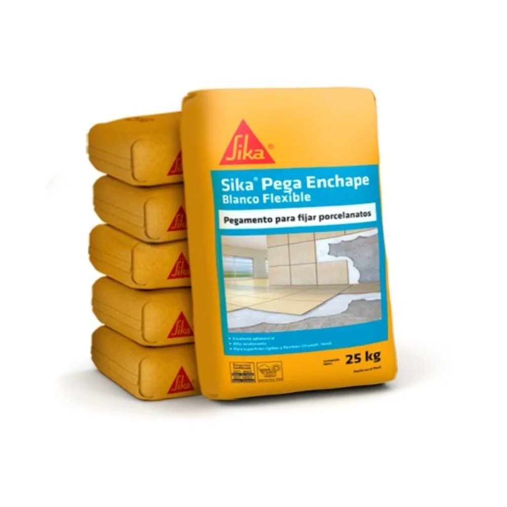 Pack 6 Und. Sika Pega Enchape Blanco Flexible 25Kg