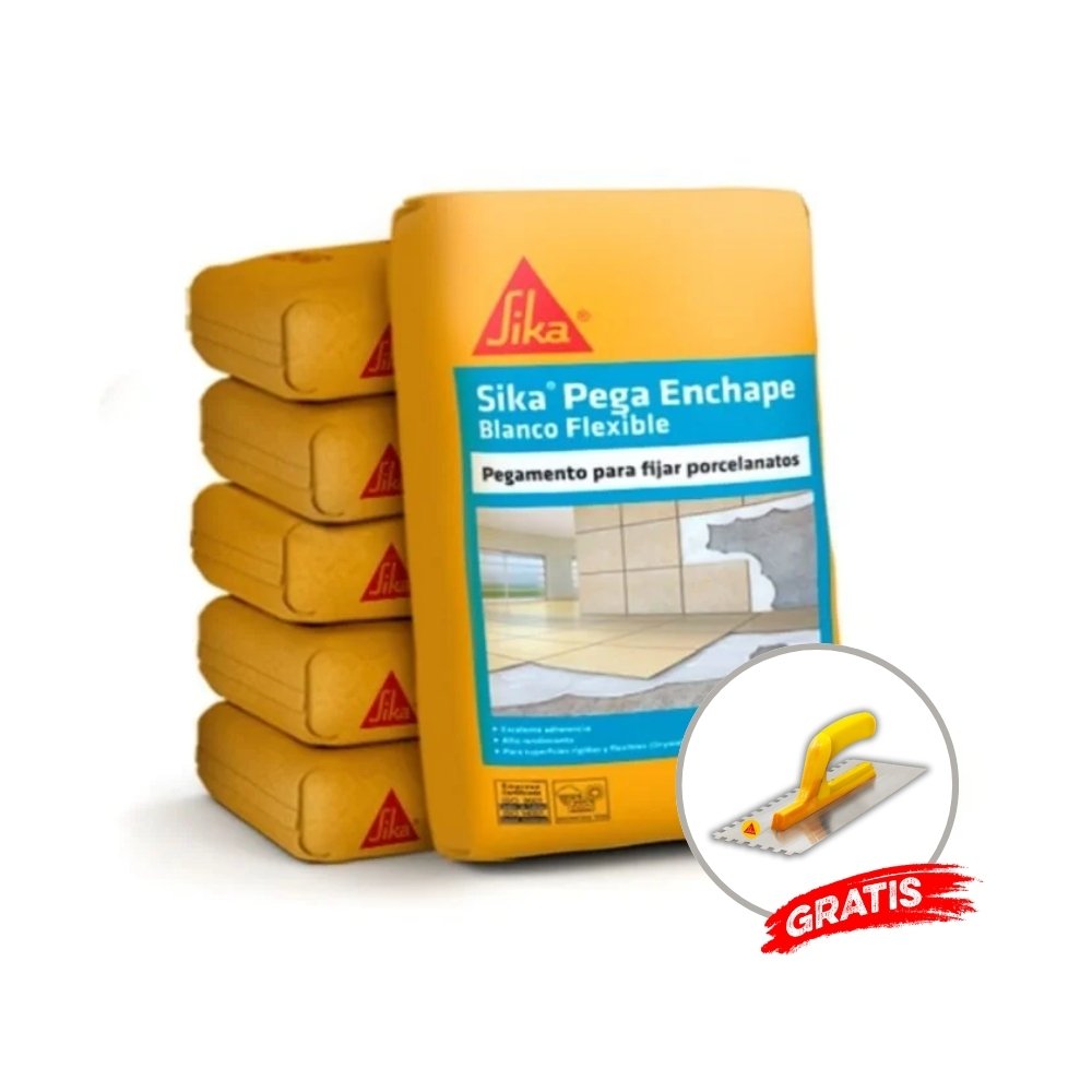 Pack 6 Und. Sika Pega Enchape Blanco Flexible 25Kg