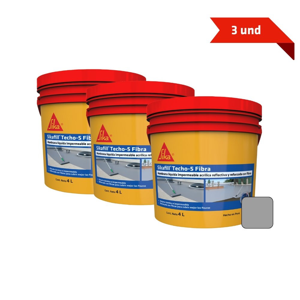 Pack 3 Und. Impermeabilizante SikaFill® Techo-5 Fibra 4L