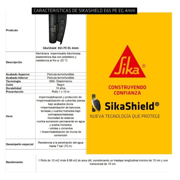Membrana impermeable SikaShield E65 MG EG 4mm - Imagen 4