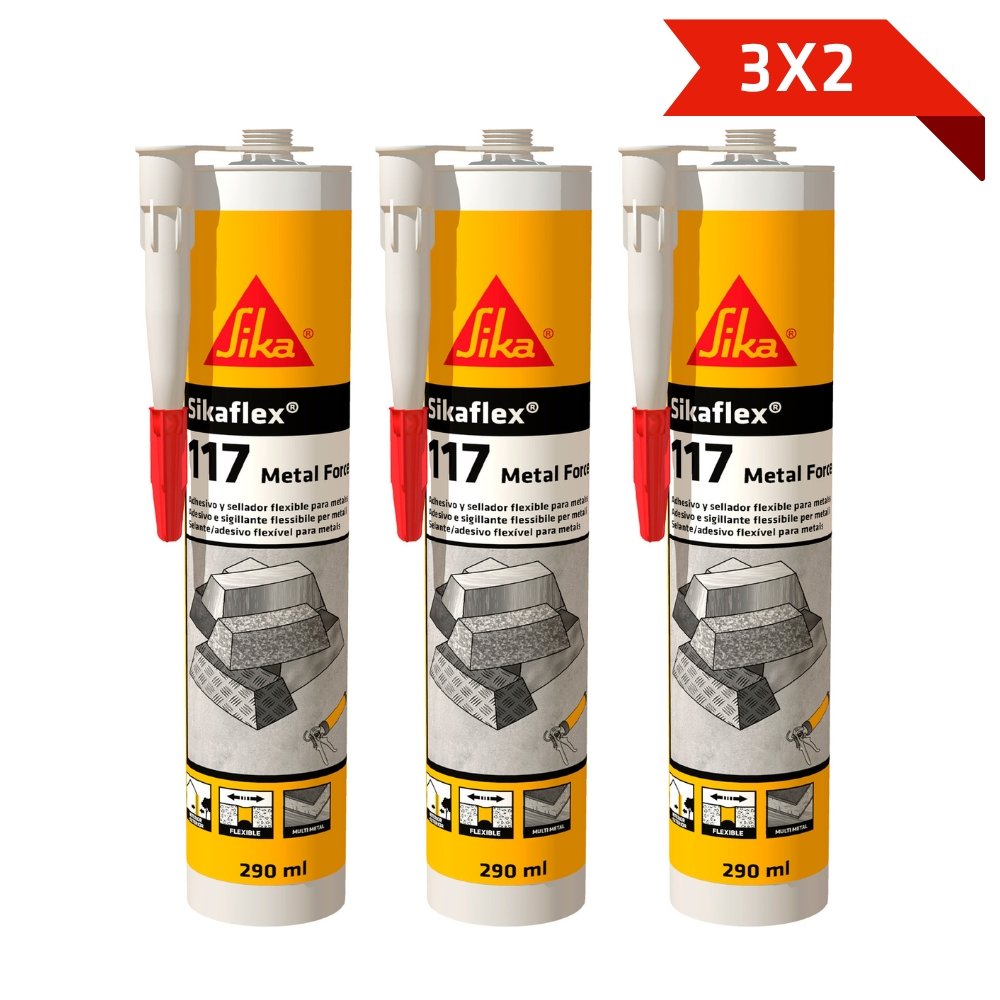 Pack 3x2 Adhesivo Sikaflex-117 Metal Force 290ml