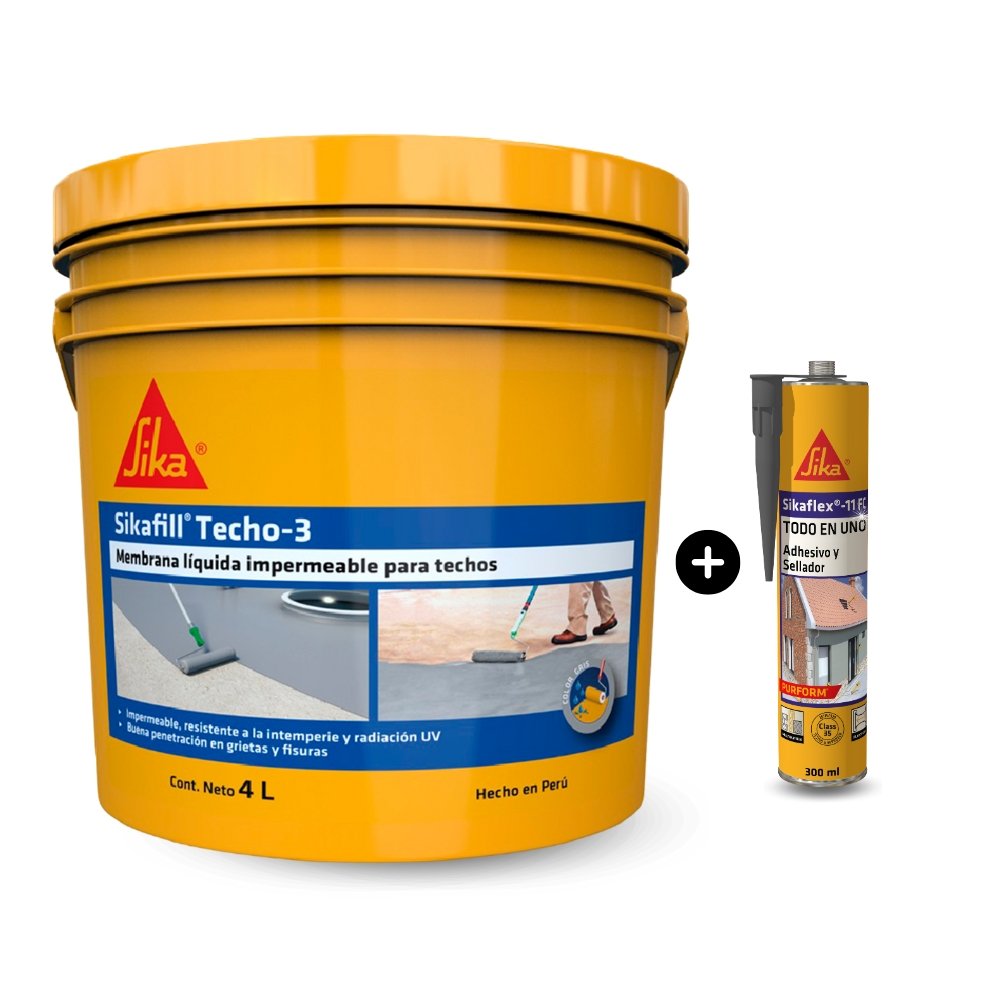 Pack Sikafill® Techo 3 Gris 4L + Sikaflex®11 FC Purform 300 ml